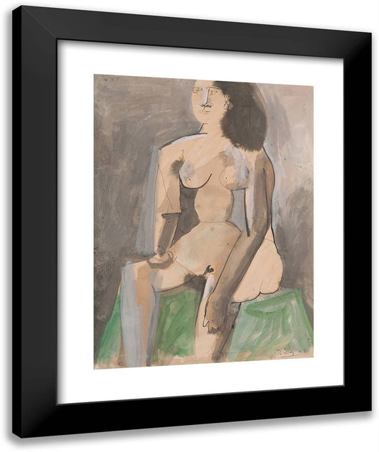 Seated Woman (Recto); Study (Verso) 20x24 Black Modern Wood Framed Art Print Poster by Picasso, Pablo