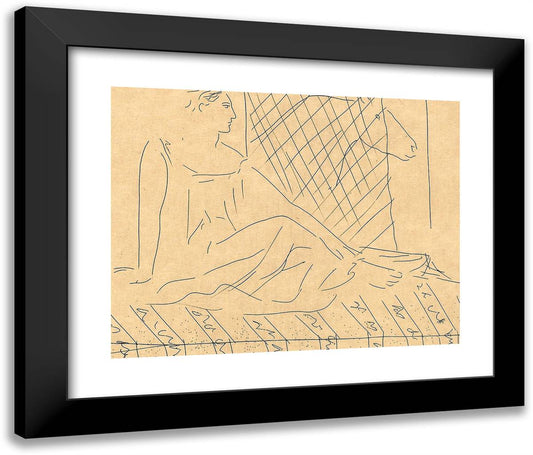 Seated Woman and Horse, from Les Matamorphoses 24x20 Black Modern Wood Framed Art Print Poster by Picasso, Pablo