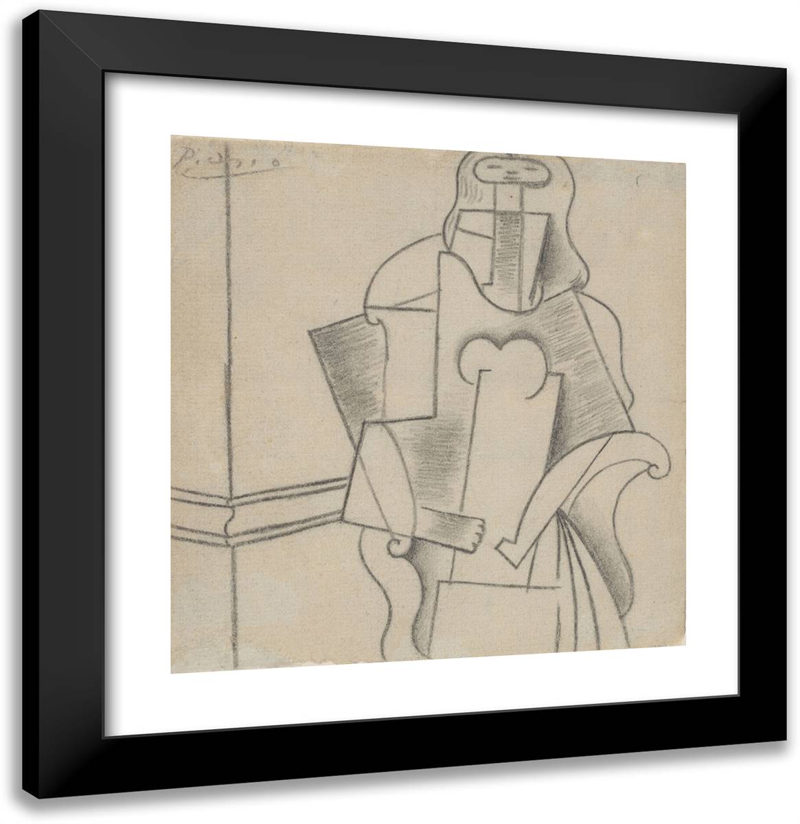 Seated Woman in an Armchair 20x21 Black Modern Wood Framed Art Print Poster by Picasso, Pablo