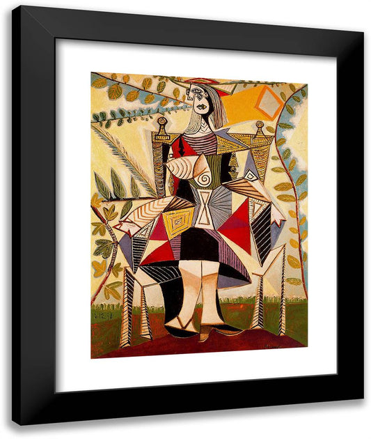 Seated Woman in Garden 20x24 Black Modern Wood Framed Art Print Poster by Picasso, Pablo