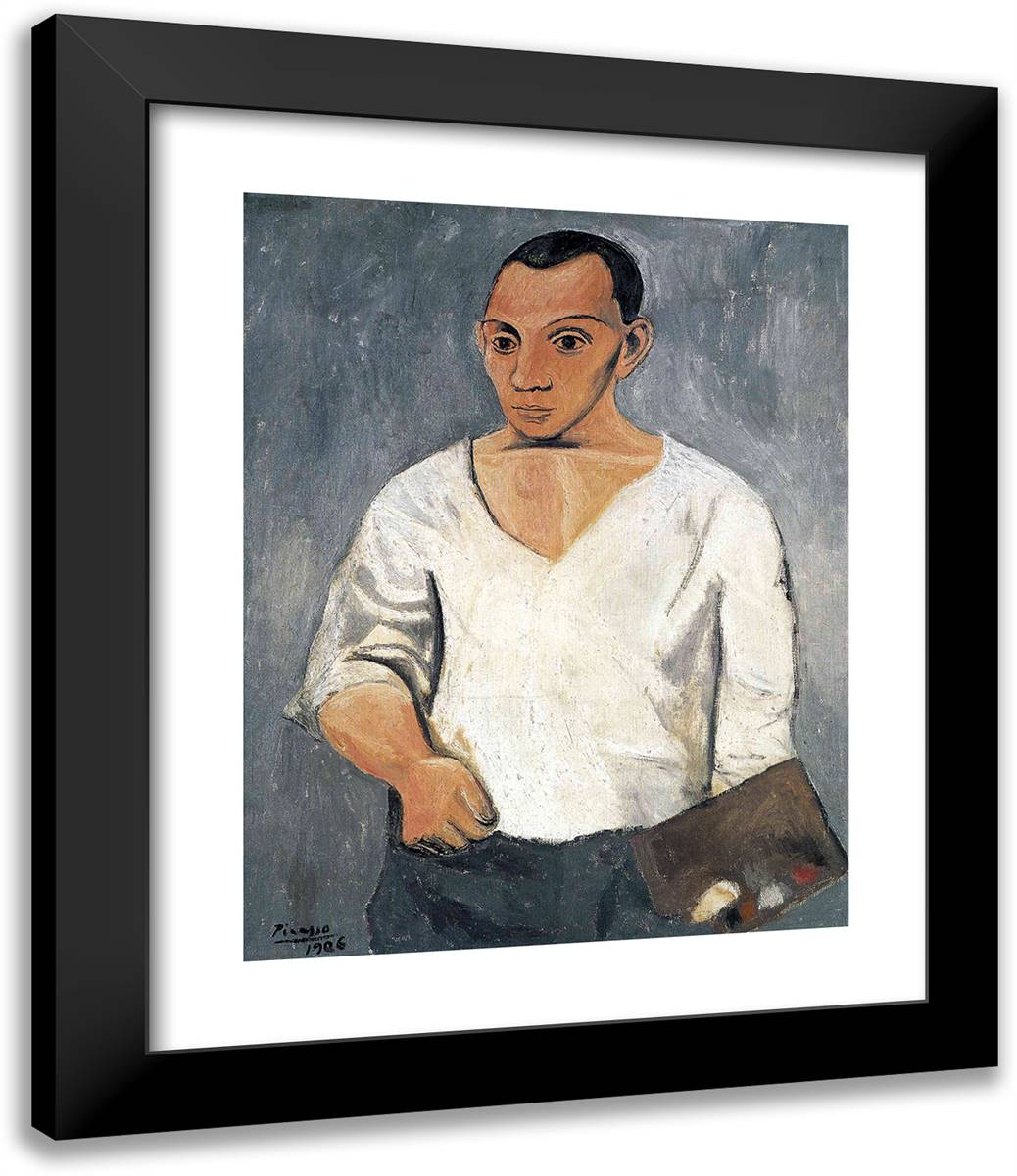 Self-Portrait 20x24 Black Modern Wood Framed Art Print Poster by Picasso, Pablo