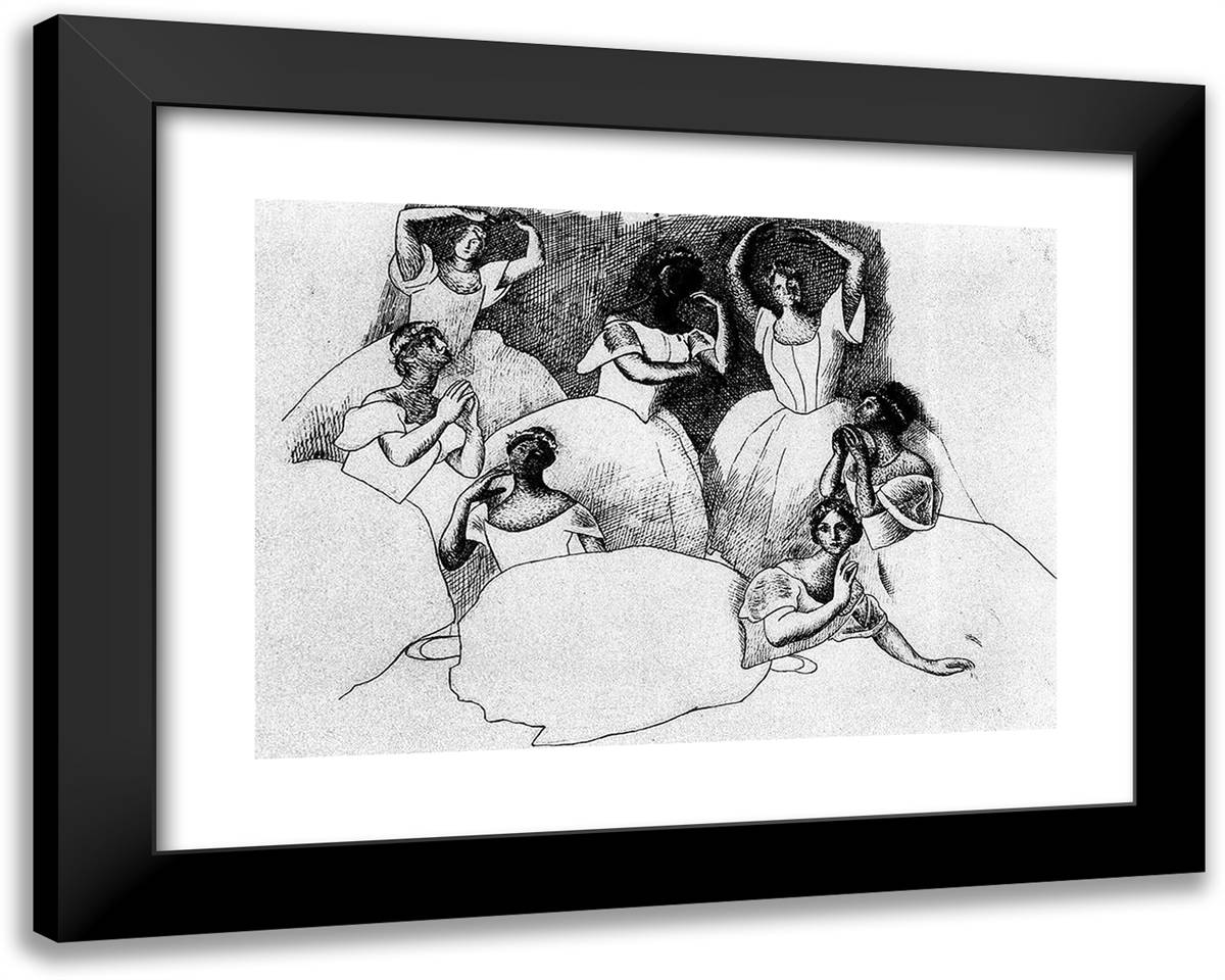 Seven Ballerinas 24x19 Black Modern Wood Framed Art Print Poster by Picasso, Pablo