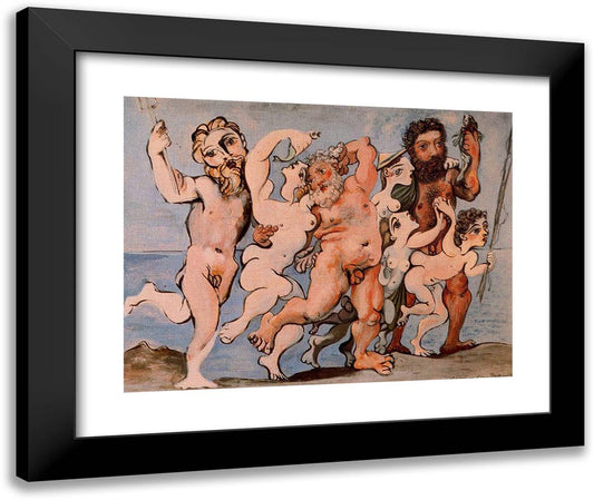 Silenus Dancing in Company 24x20 Black Modern Wood Framed Art Print Poster by Picasso, Pablo