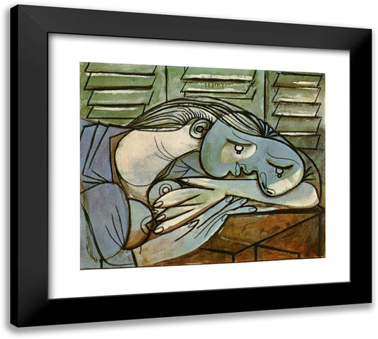 Sleeper Near the Shutters 22x20 Black Modern Wood Framed Art Print Poster by Picasso, Pablo