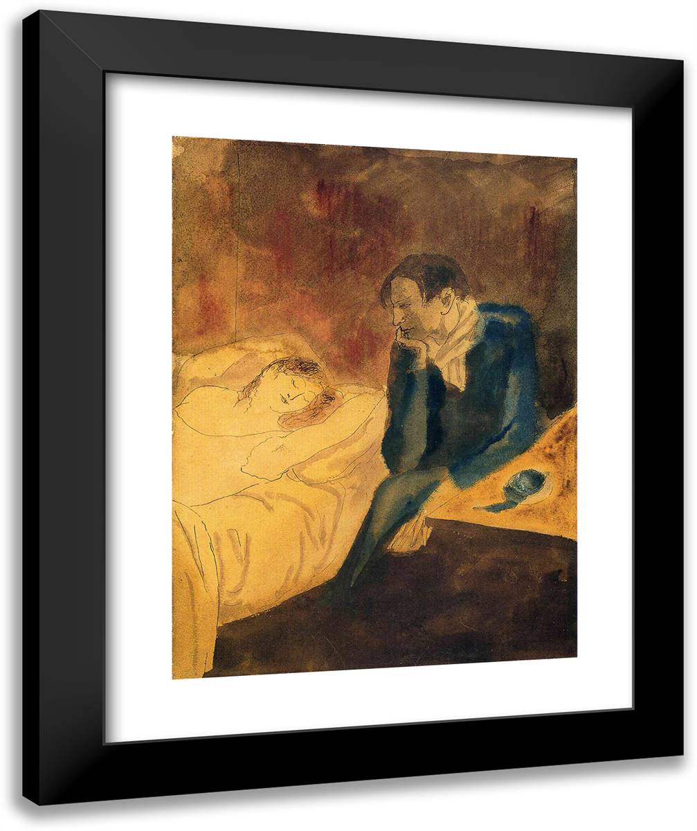 Sleeping Woman (Meditation) 20x24 Black Modern Wood Framed Art Print Poster by Picasso, Pablo