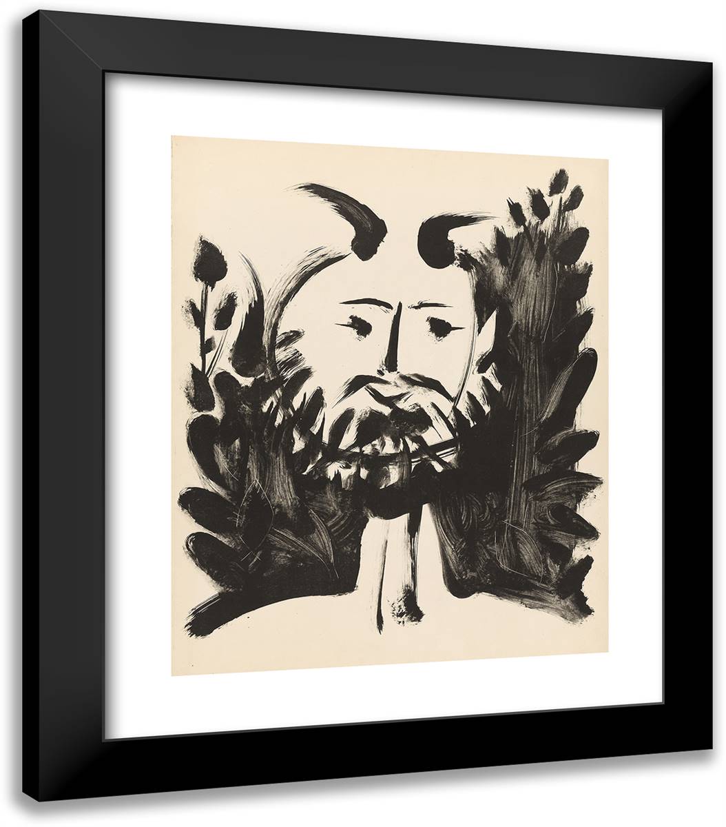 Smiling Faun 20x23 Black Modern Wood Framed Art Print Poster by Picasso, Pablo