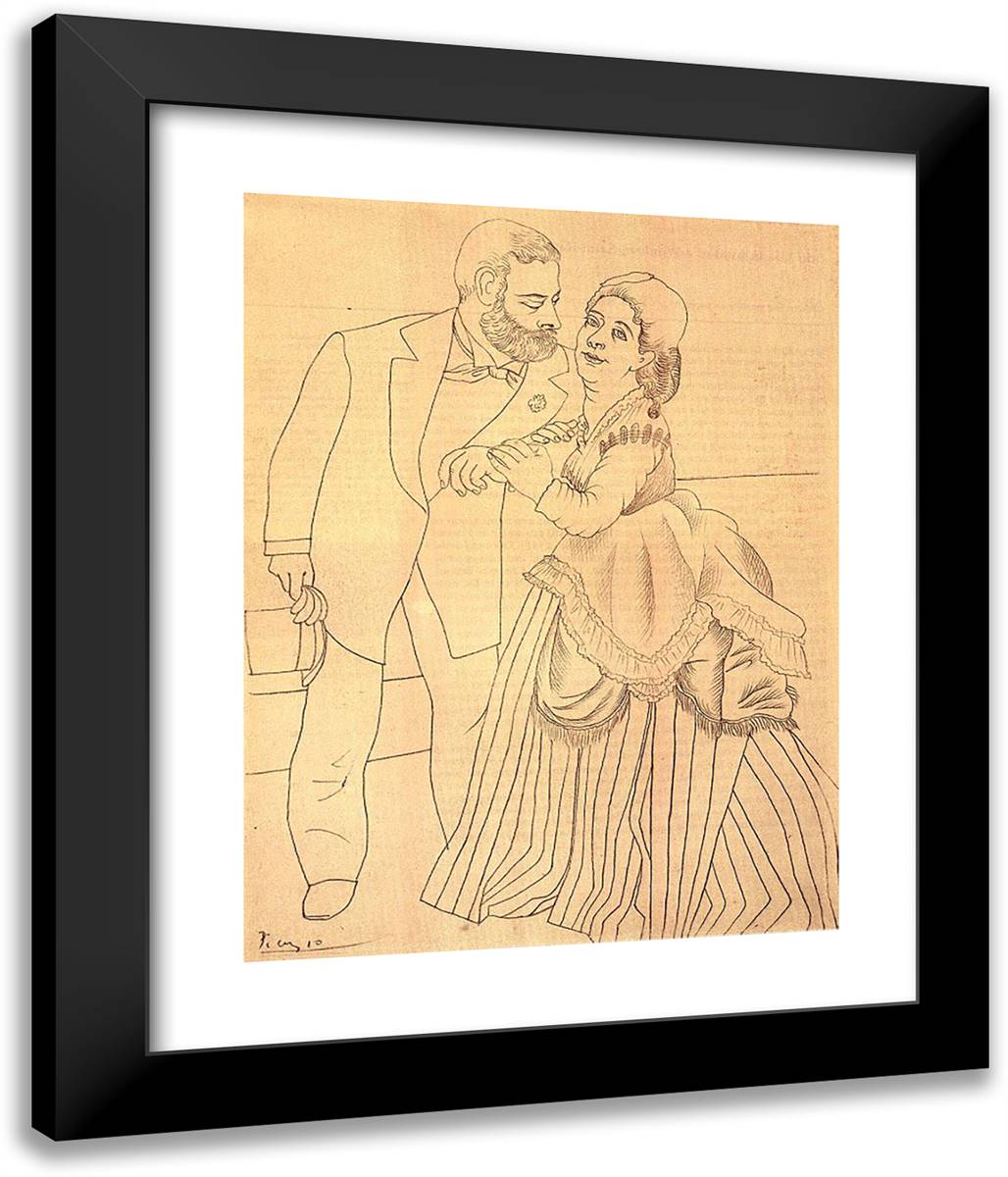 Spouses Sisley After the 'the Betrothed' by Auguste Renoir 20x24 Black Modern Wood Framed Art Print Poster by Picasso, Pablo