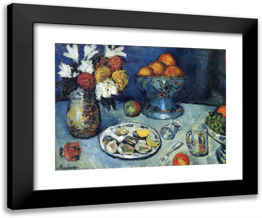 Still Life (The Dessert) 24x20 Black Modern Wood Framed Art Print Poster by Picasso, Pablo