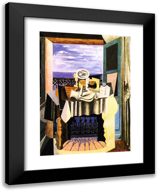 Still Life in Front of a Window at Saint-Raphael 19x24 Black Modern Wood Framed Art Print Poster by Picasso, Pablo