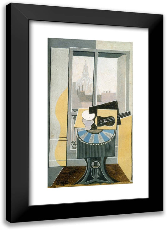 Still Life in Front of a Window Overlooking the Eglise St. Augustin 17x24 Black Modern Wood Framed Art Print Poster by Picasso, Pablo