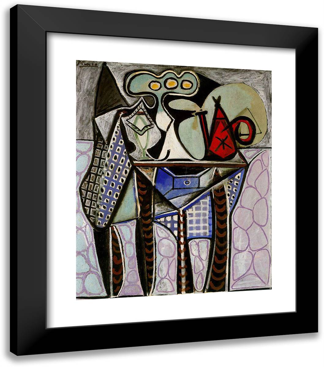 Still Life on a Table 20x23 Black Modern Wood Framed Art Print Poster by Picasso, Pablo