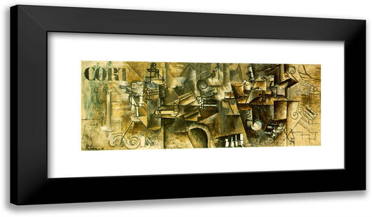 Still Life on the Piano ('Cort') 24x14 Black Modern Wood Framed Art Print Poster by Picasso, Pablo