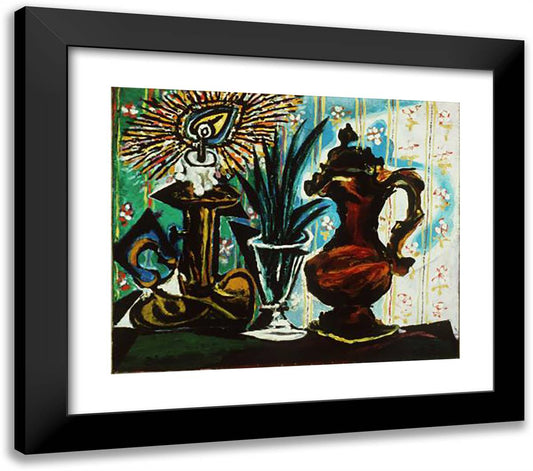 Still Life with Candle 23x20 Black Modern Wood Framed Art Print Poster by Picasso, Pablo