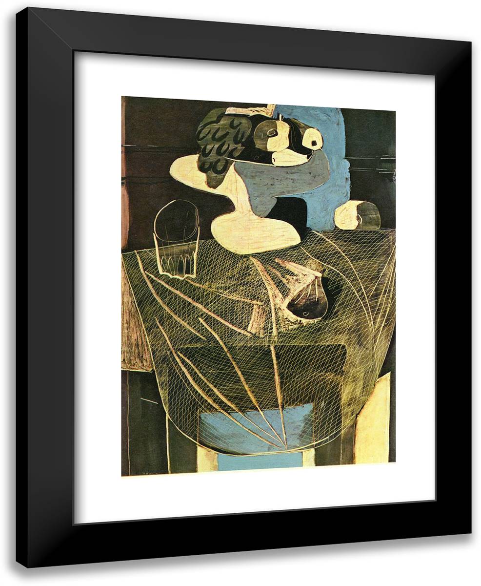 Still Life with Fishing Net 19x24 Black Modern Wood Framed Art Print Poster by Picasso, Pablo