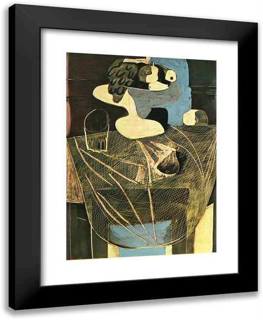 Still Life with Fishing Net 19x24 Black Modern Wood Framed Art Print Poster by Picasso, Pablo