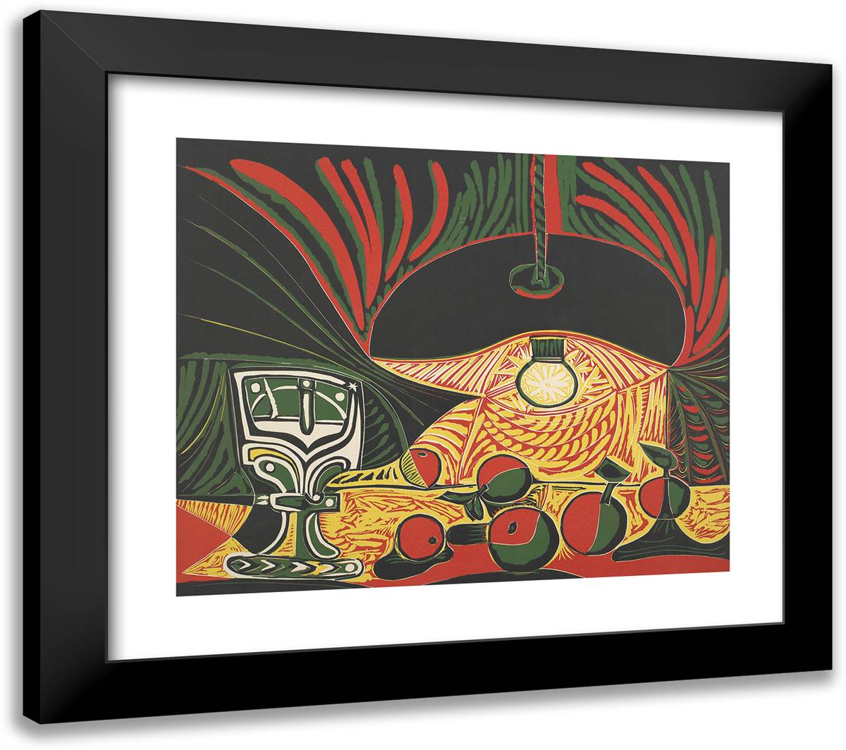 Still Life with Glass Under the Lamp 23x20 Black Modern Wood Framed Art Print Poster by Picasso, Pablo