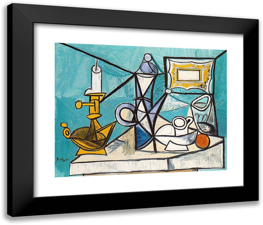 Still Life with Lamp 24x20 Black Modern Wood Framed Art Print Poster by Picasso, Pablo