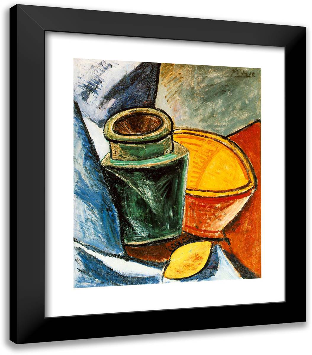 Still Life with Lemons 20x23 Black Modern Wood Framed Art Print Poster by Picasso, Pablo