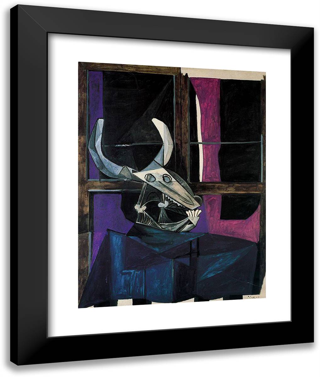 Still Life with Skull of Ox 20x24 Black Modern Wood Framed Art Print Poster by Picasso, Pablo