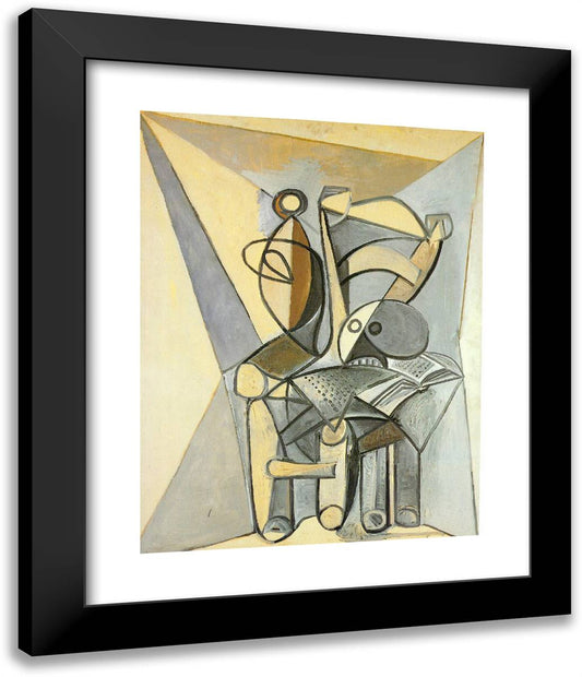 Still Life with Skull on an Armchair 20x24 Black Modern Wood Framed Art Print Poster by Picasso, Pablo