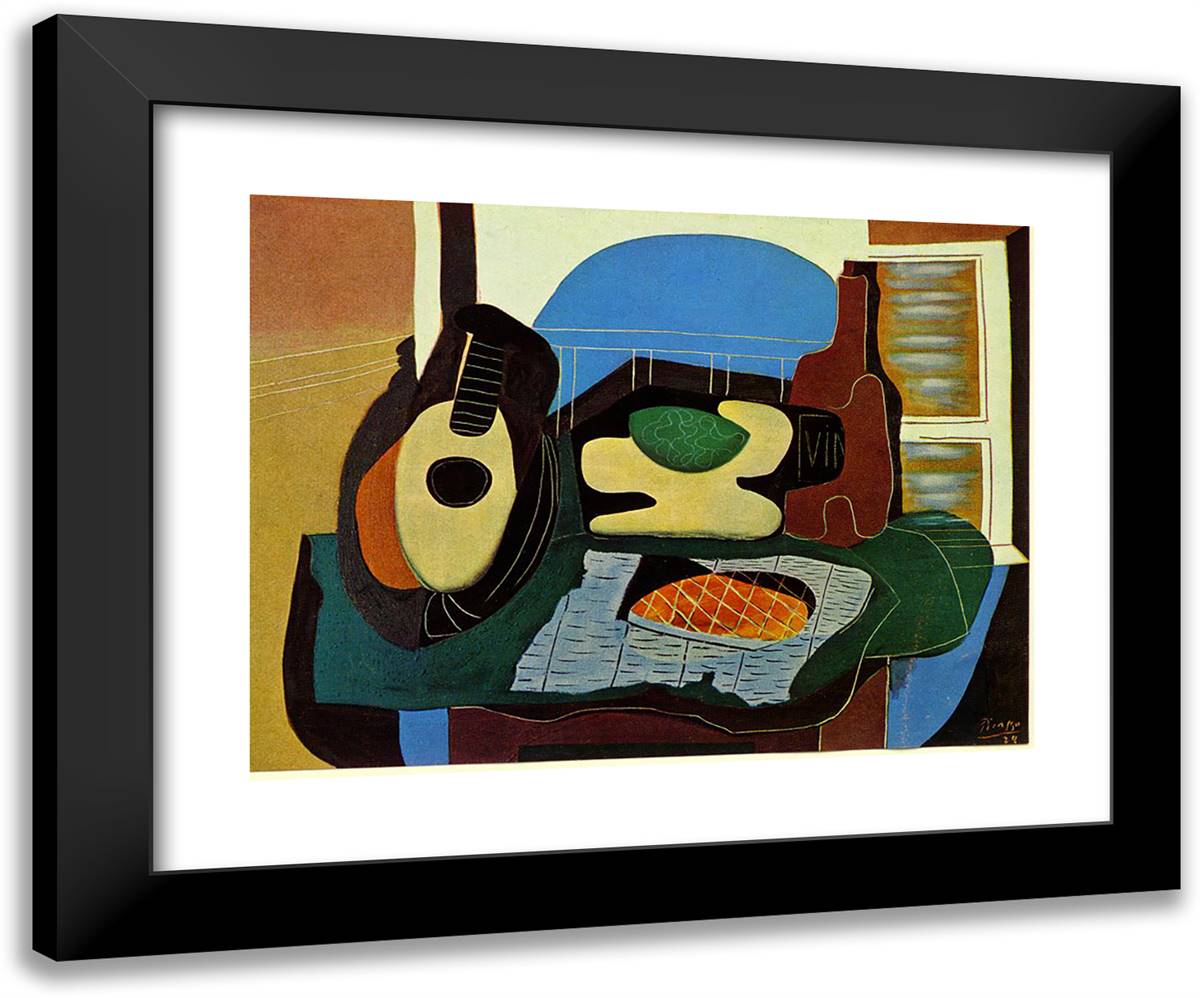 Still Life with Stone 24x20 Black Modern Wood Framed Art Print Poster by Picasso, Pablo