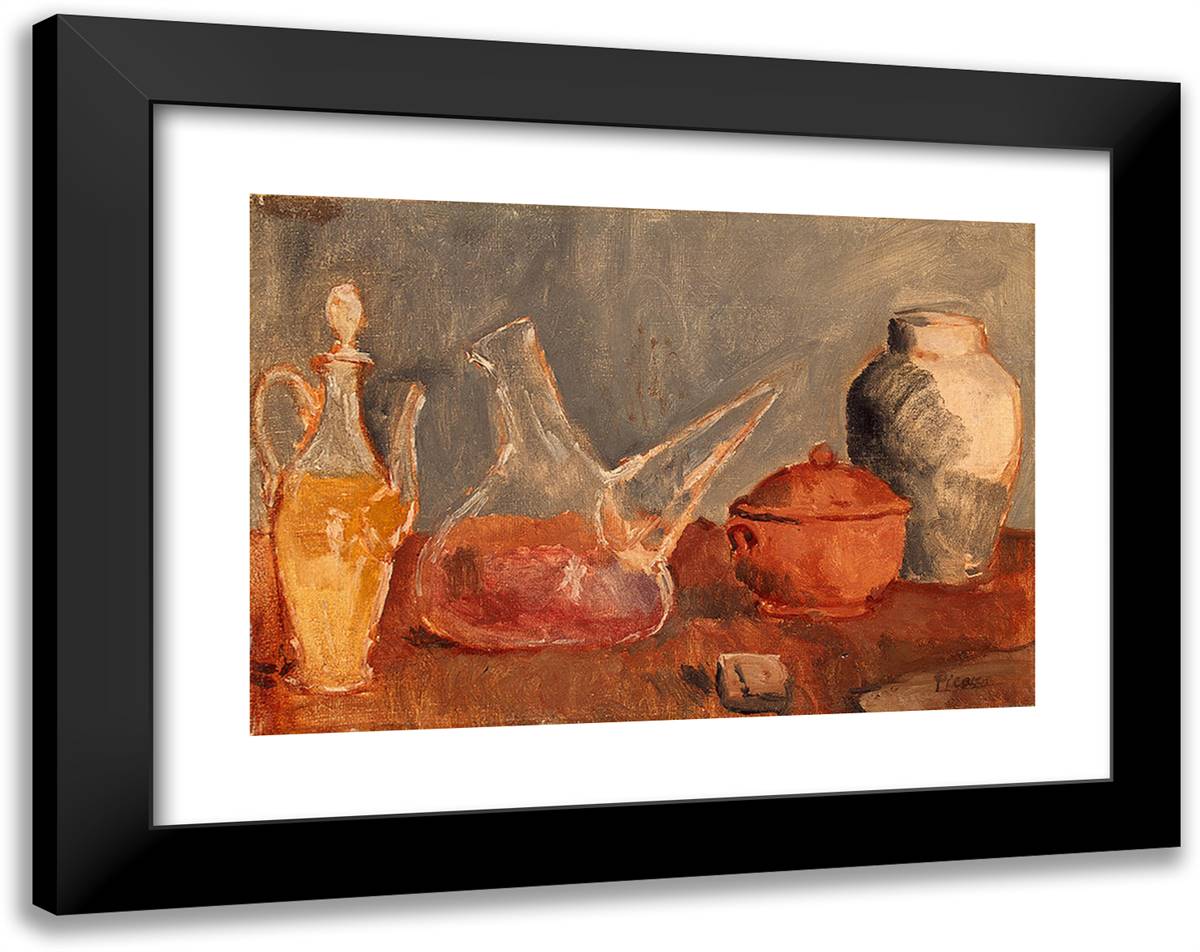 Still Life with Vases 24x19 Black Modern Wood Framed Art Print Poster by Picasso, Pablo