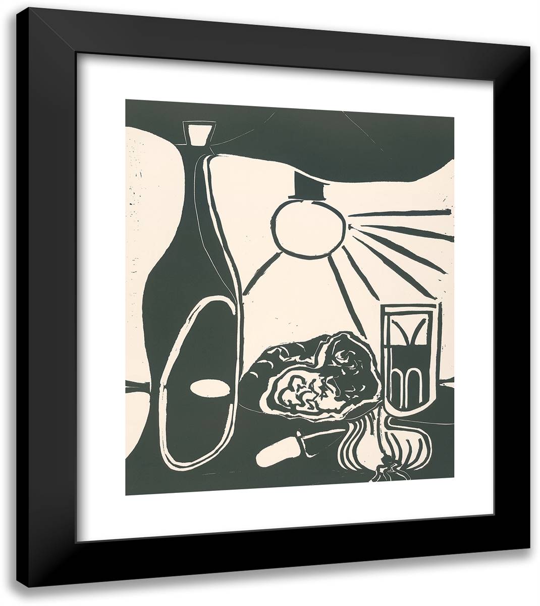 Still-Life with Lunch I_2 20x23 Black Modern Wood Framed Art Print Poster by Picasso, Pablo