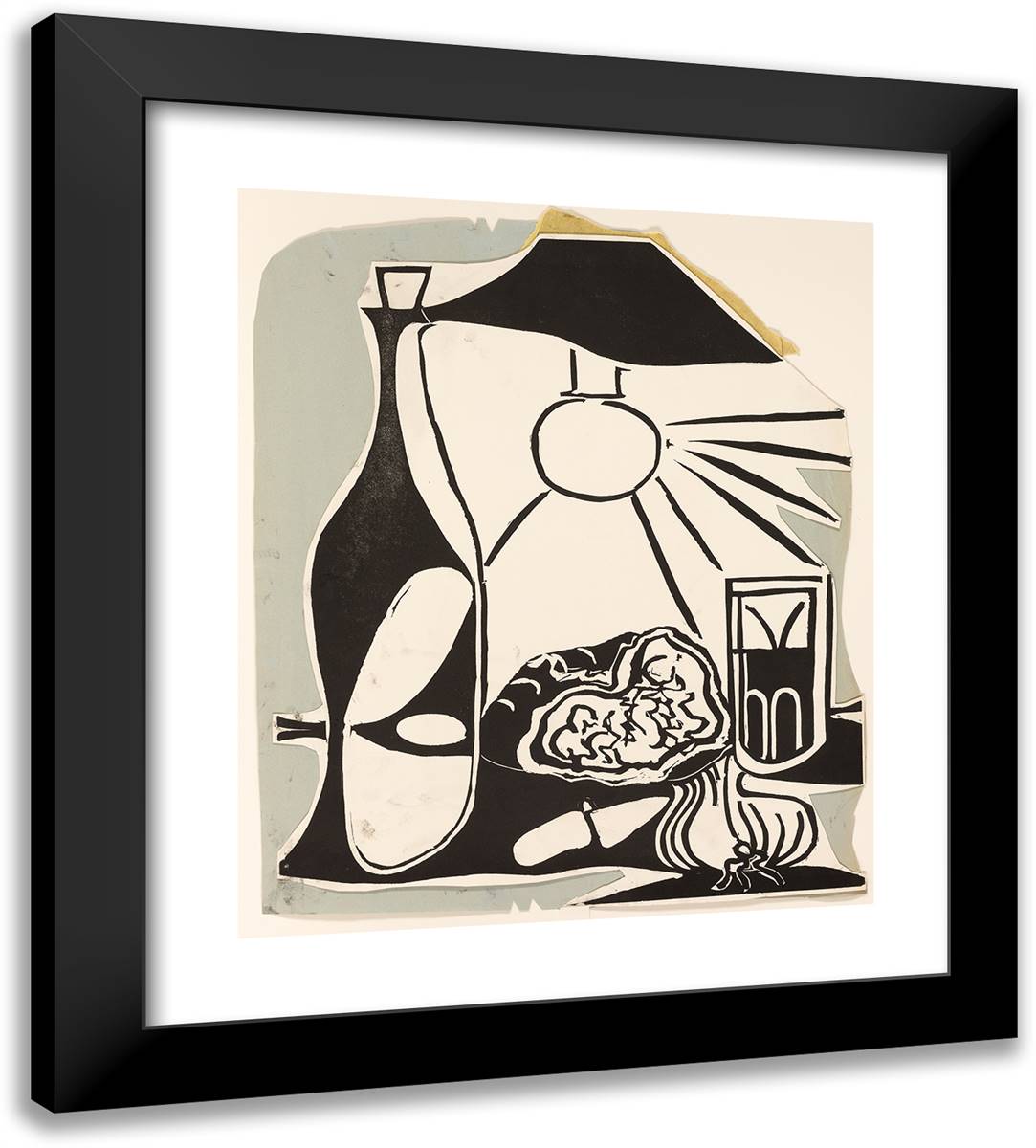 Still-Life with Lunch I_3 20x22 Black Modern Wood Framed Art Print Poster by Picasso, Pablo