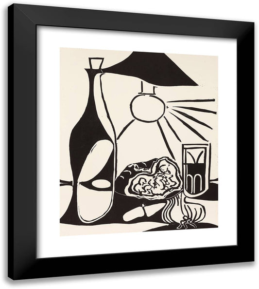 Still-Life with Lunch I_4 20x22 Black Modern Wood Framed Art Print Poster by Picasso, Pablo