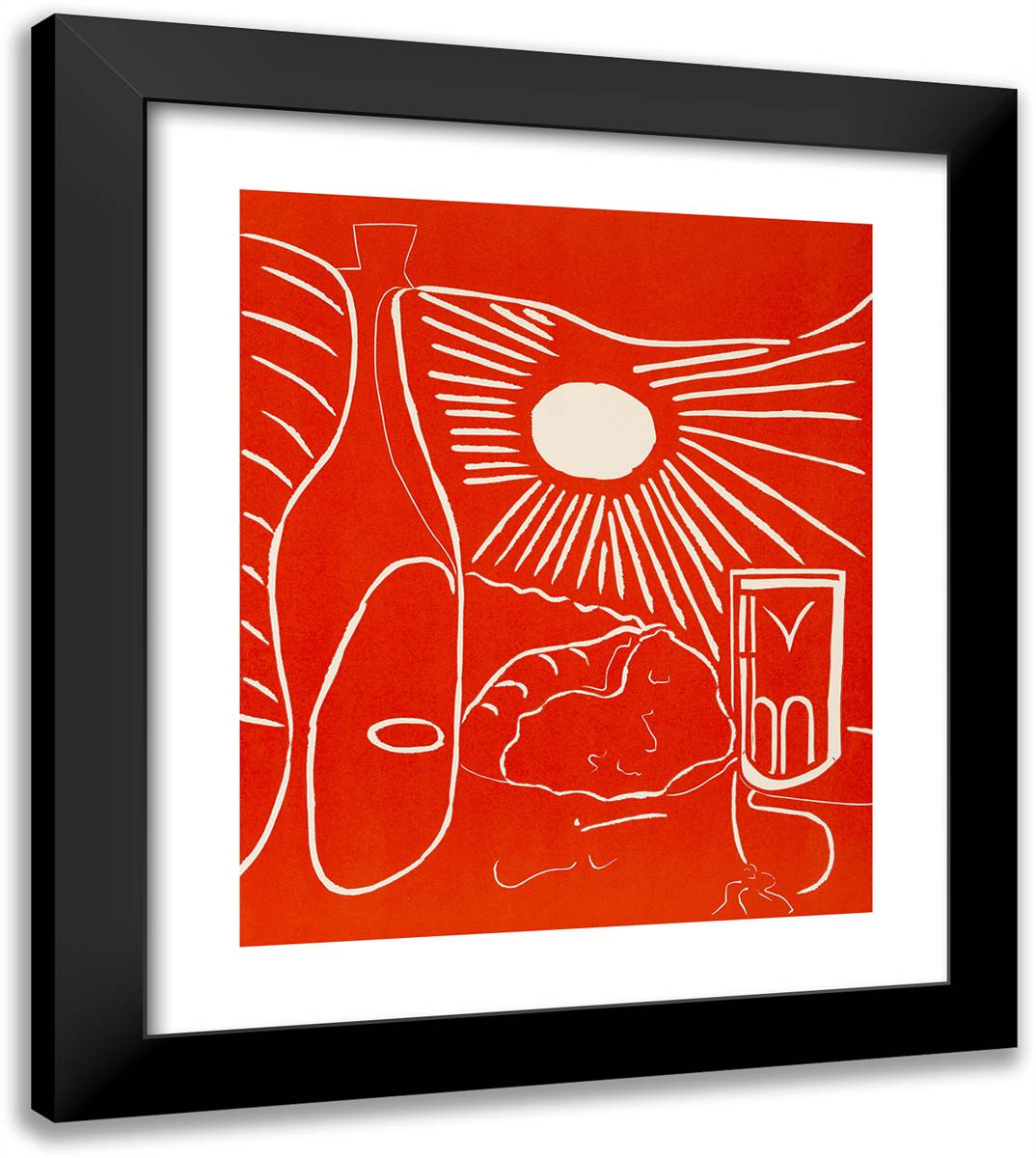 Still-Life with Lunch I_6 20x23 Black Modern Wood Framed Art Print Poster by Picasso, Pablo