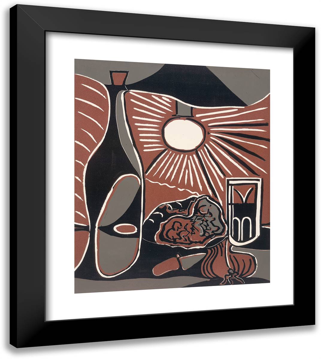 Still-Life with Lunch I_9 20x23 Black Modern Wood Framed Art Print Poster by Picasso, Pablo