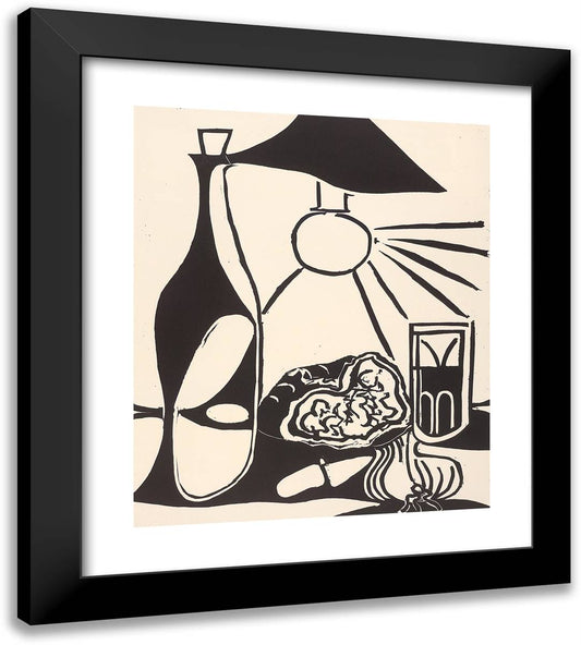 Still-Life with Lunch II 20x22 Black Modern Wood Framed Art Print Poster by Picasso, Pablo