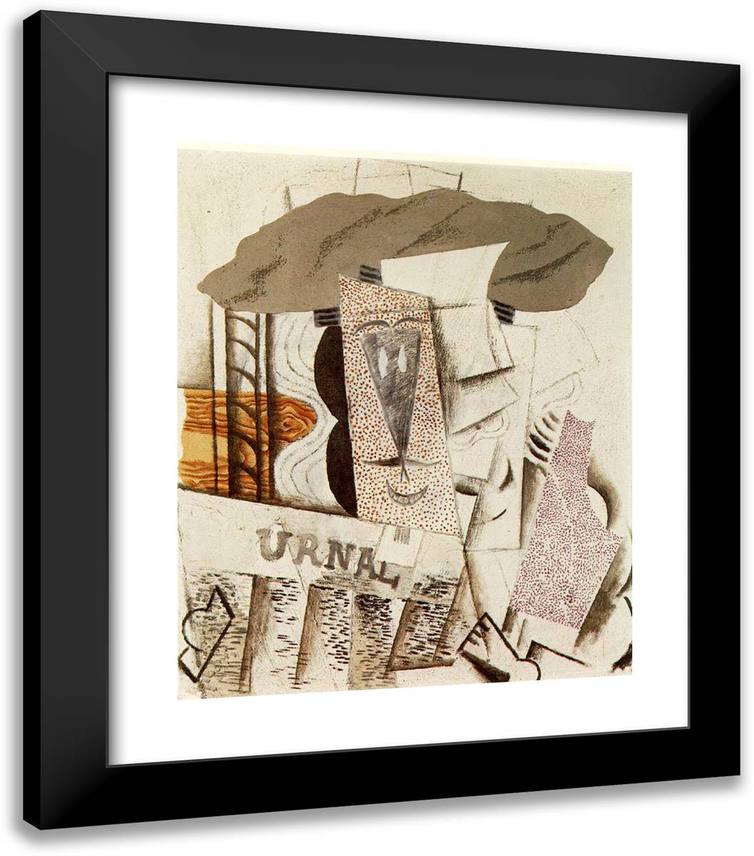 Student with Newspaper 20x23 Black Modern Wood Framed Art Print Poster by Picasso, Pablo