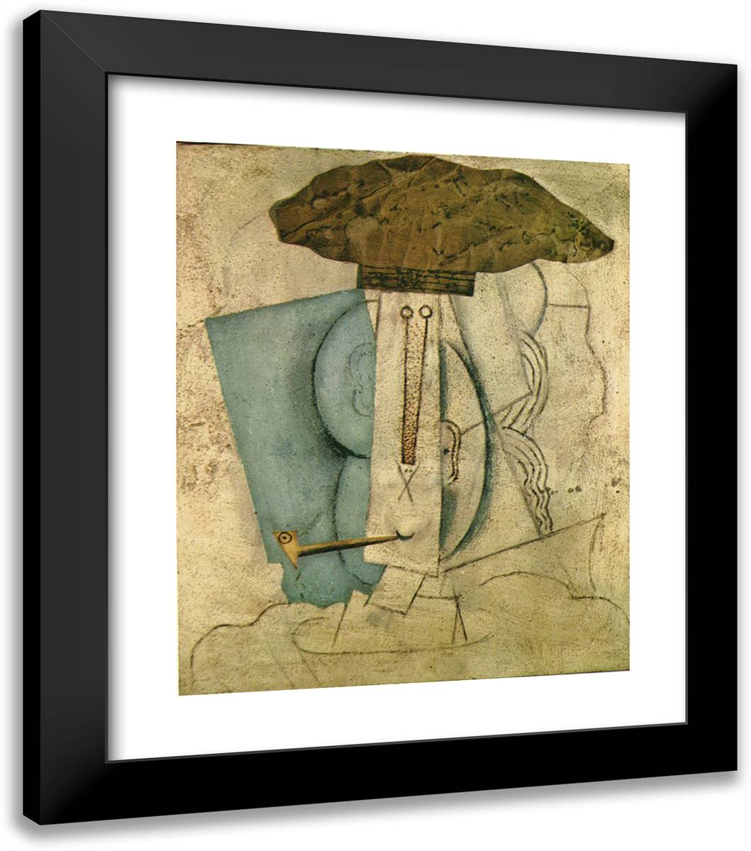 Student with Pipe 20x23 Black Modern Wood Framed Art Print Poster by Picasso, Pablo