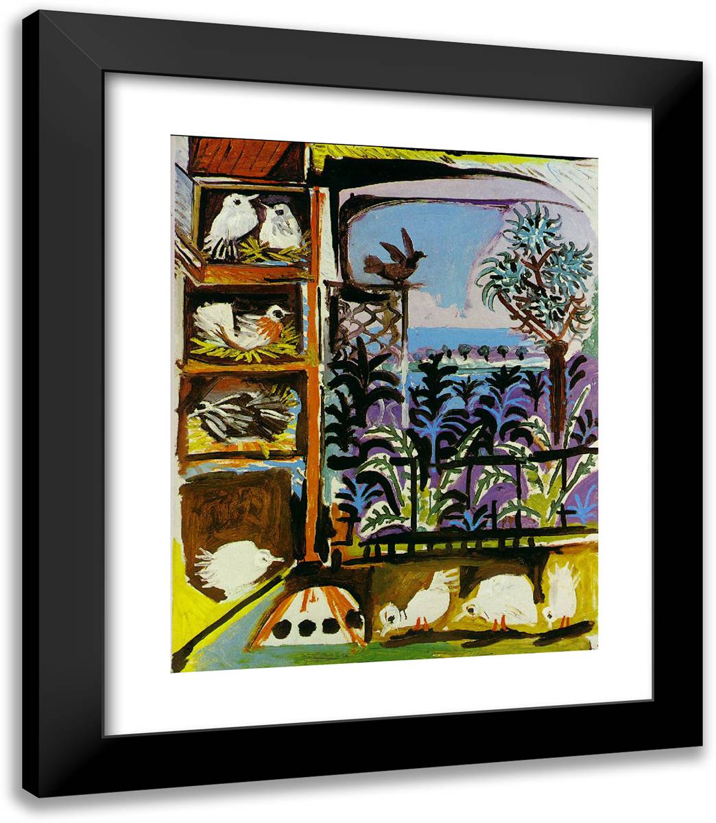 Studio (Pigeons) (Velazquez) 20x23 Black Modern Wood Framed Art Print Poster by Picasso, Pablo