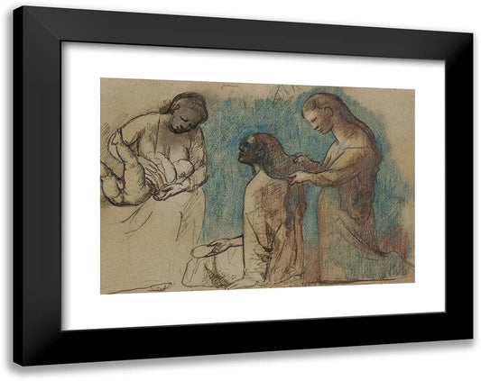 Study for La Coiffure 24x19 Black Modern Wood Framed Art Print Poster by Picasso, Pablo