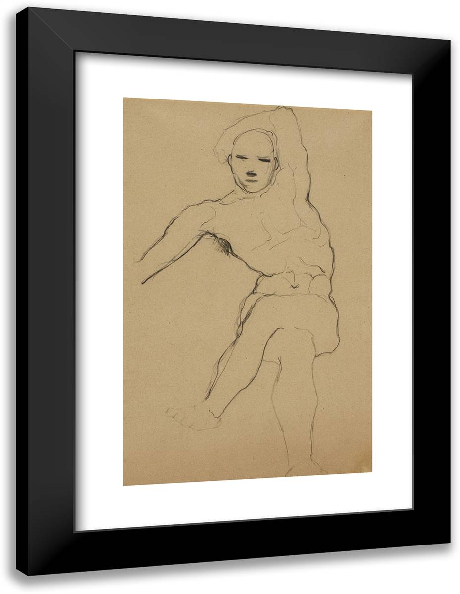 Study of a Seated Man 18x24 Black Modern Wood Framed Art Print Poster by Picasso, Pablo