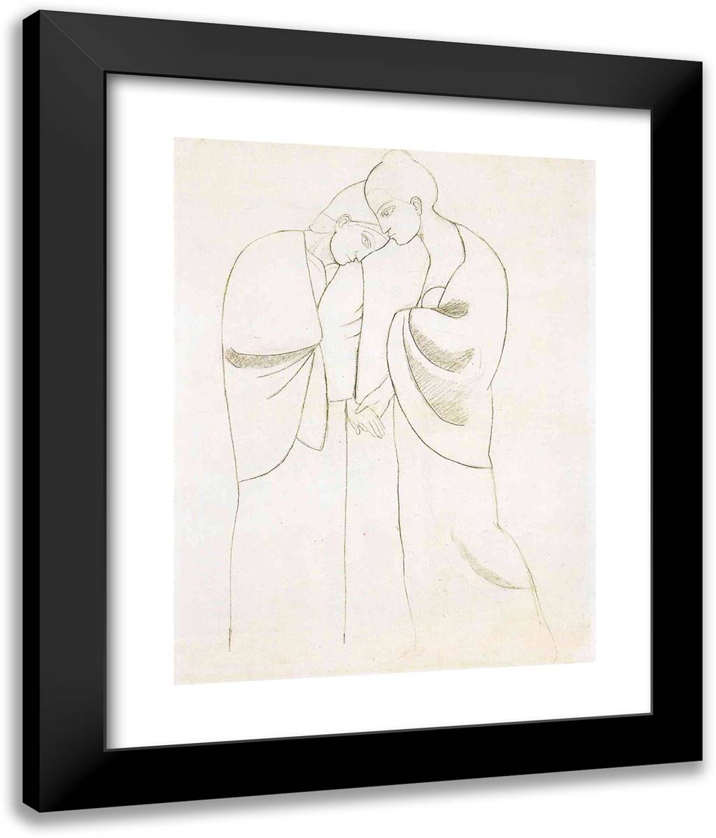 Study to Two Sisters 20x24 Black Modern Wood Framed Art Print Poster by Picasso, Pablo