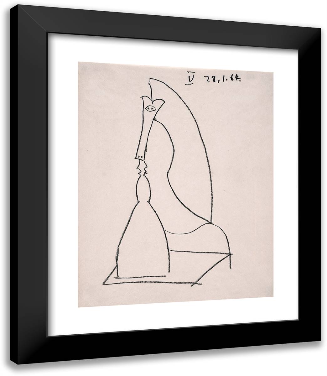 Study V for Richard J. Daley Center Sculpture 20x23 Black Modern Wood Framed Art Print Poster by Picasso, Pablo