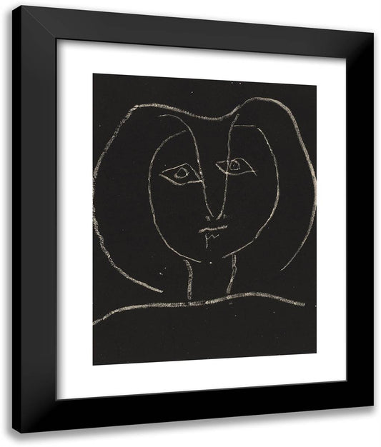 Stylized Woman's Head on Black Background 20x24 Black Modern Wood Framed Art Print Poster by Picasso, Pablo