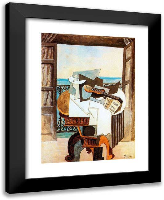 Table in Front of Window 19x24 Black Modern Wood Framed Art Print Poster by Picasso, Pablo