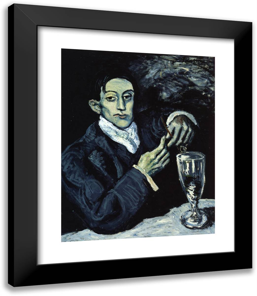 The Absinthe Drinker (Portrait of Angel Fernandez De Soto) 20x23 Black Modern Wood Framed Art Print Poster by Picasso, Pablo