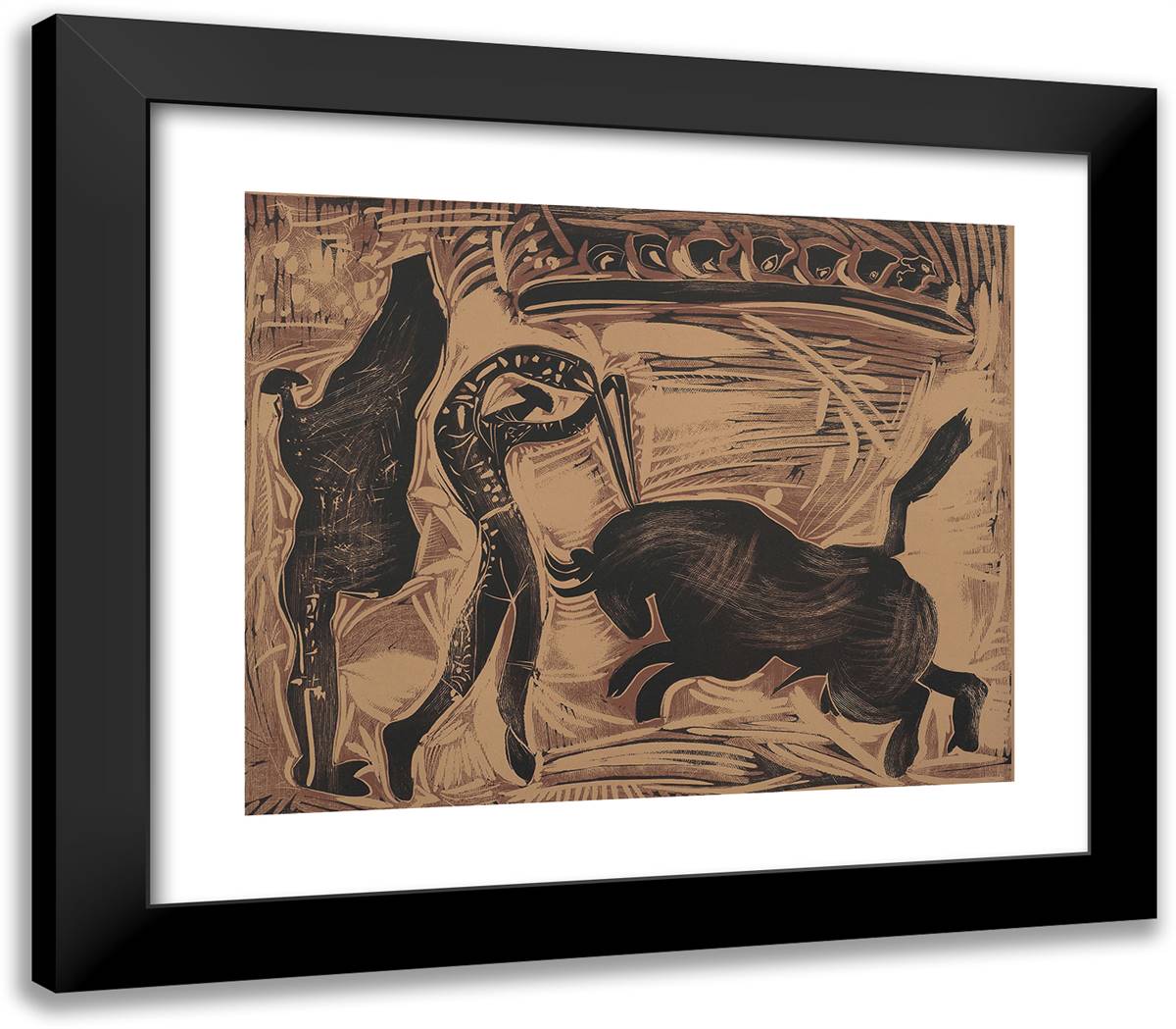 The Banderilleros 23x20 Black Modern Wood Framed Art Print Poster by Picasso, Pablo