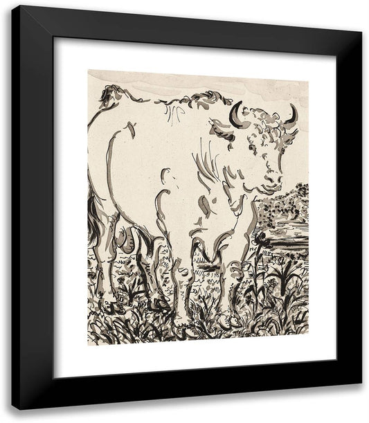 The Bull, from Histoire Naturelle 20x23 Black Modern Wood Framed Art Print Poster by Picasso, Pablo