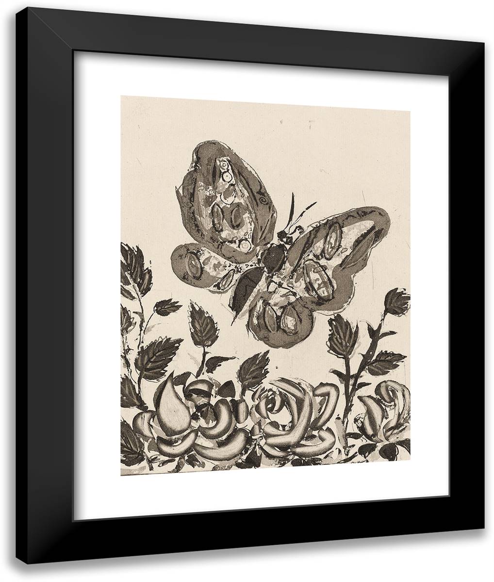 The Butterfly, from Histoire Naturelle 20x24 Black Modern Wood Framed Art Print Poster by Picasso, Pablo