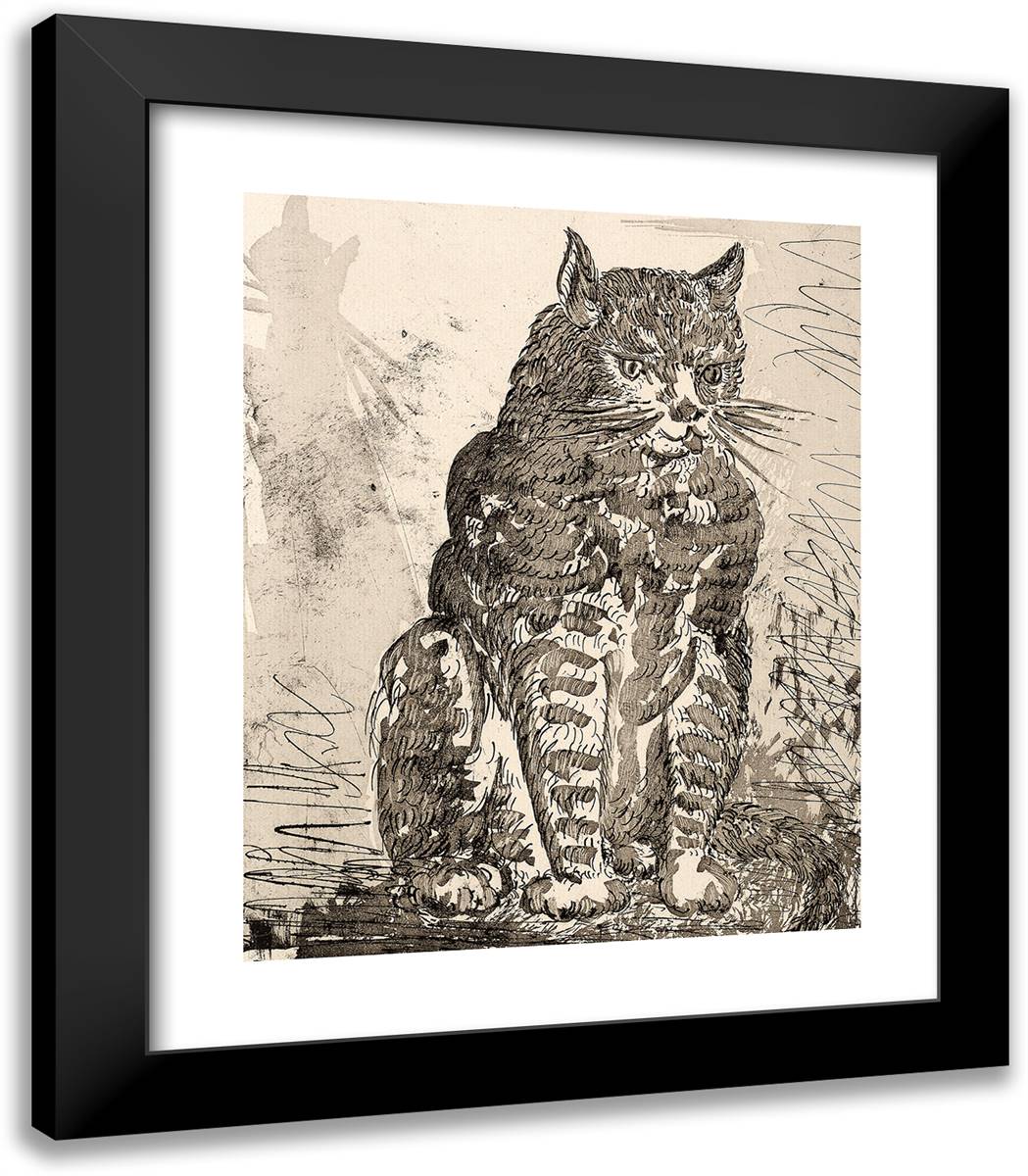 The Cat, from Histoire Naturelle 20x23 Black Modern Wood Framed Art Print Poster by Picasso, Pablo