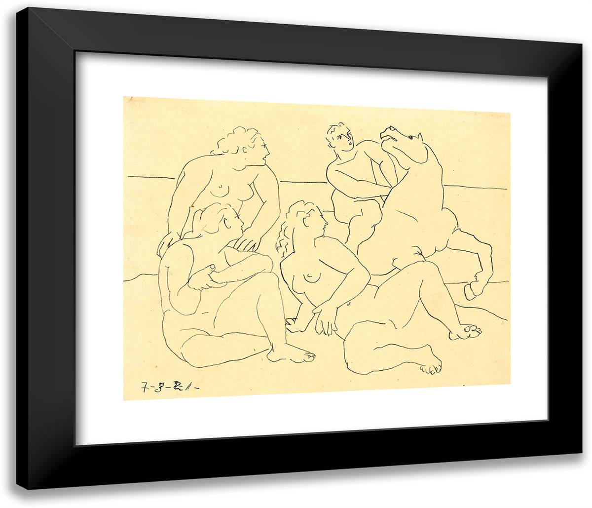 The Cavalier, from Quatre Lithographies 23x20 Black Modern Wood Framed Art Print Poster by Picasso, Pablo