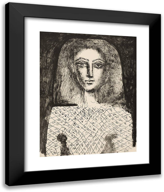 The Check Cloth Bodice 20x24 Black Modern Wood Framed Art Print Poster by Picasso, Pablo