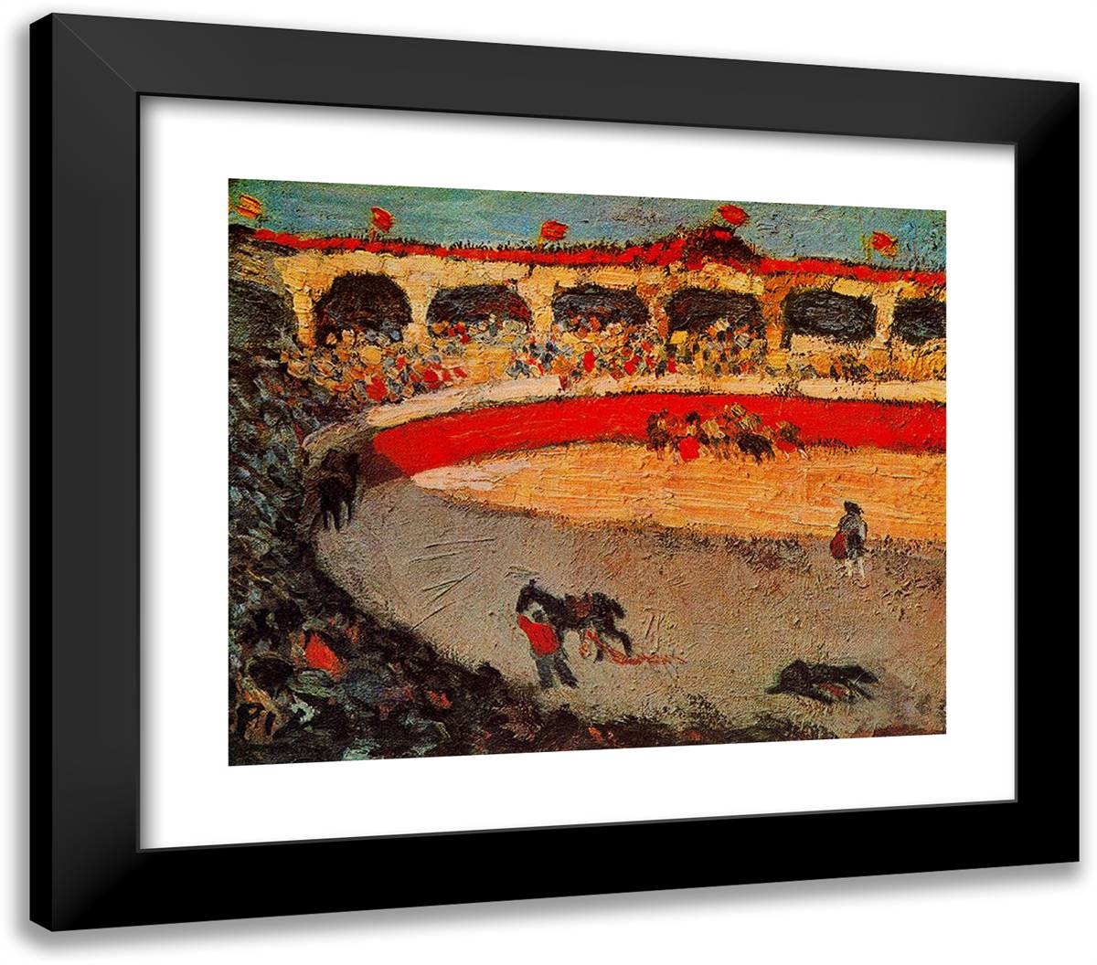 The Corrida 23x20 Black Modern Wood Framed Art Print Poster by Picasso, Pablo