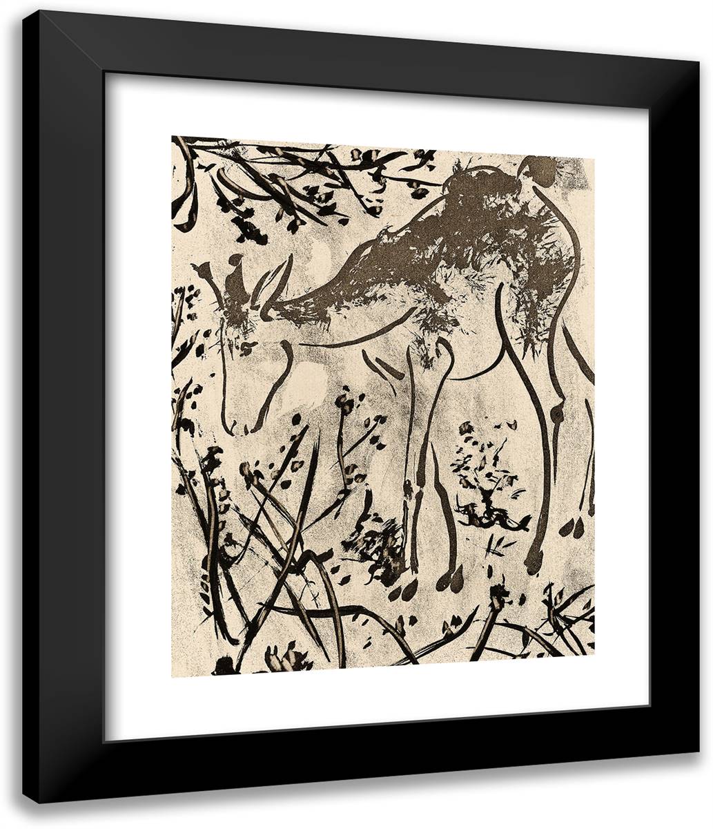 The Doe, from Histoire Naturelle 20x24 Black Modern Wood Framed Art Print Poster by Picasso, Pablo